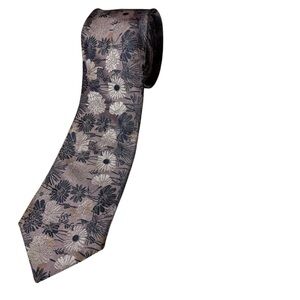 Duchamp Purple and Gray Floral Tie Silk